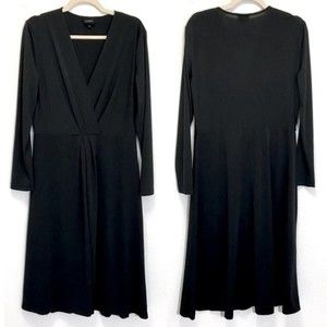 Black Long Sleeve Flare Midi Dress